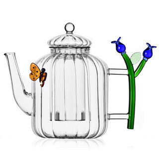 Ichendorf Botanica teapot optic blue flower and butterfly by Alessandra Baldereschi Buy on Shopdecor ICHENDORF collections