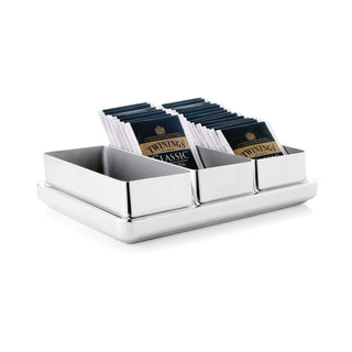 Broggi Zeta tray with teabag holder 21x13.5 cm polished steel #variant# | Acquista i prodotti di BROGGI ora su ShopDecor