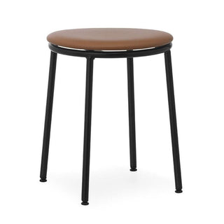 Normann Copenhagen Circa black steel stool with upholstery ultra leather seat h. 45 cm. Buy on Shopdecor NORMANN COPENHAGEN collections